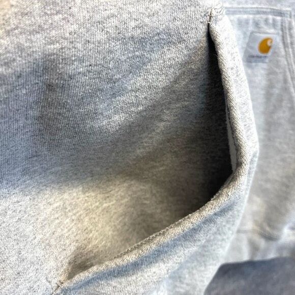 CARHARTT Men’s Hoodie Sweatshirt 3XL Heather Grey Logo Sleeve Loose Fit Pocket - Picture 13 of 14